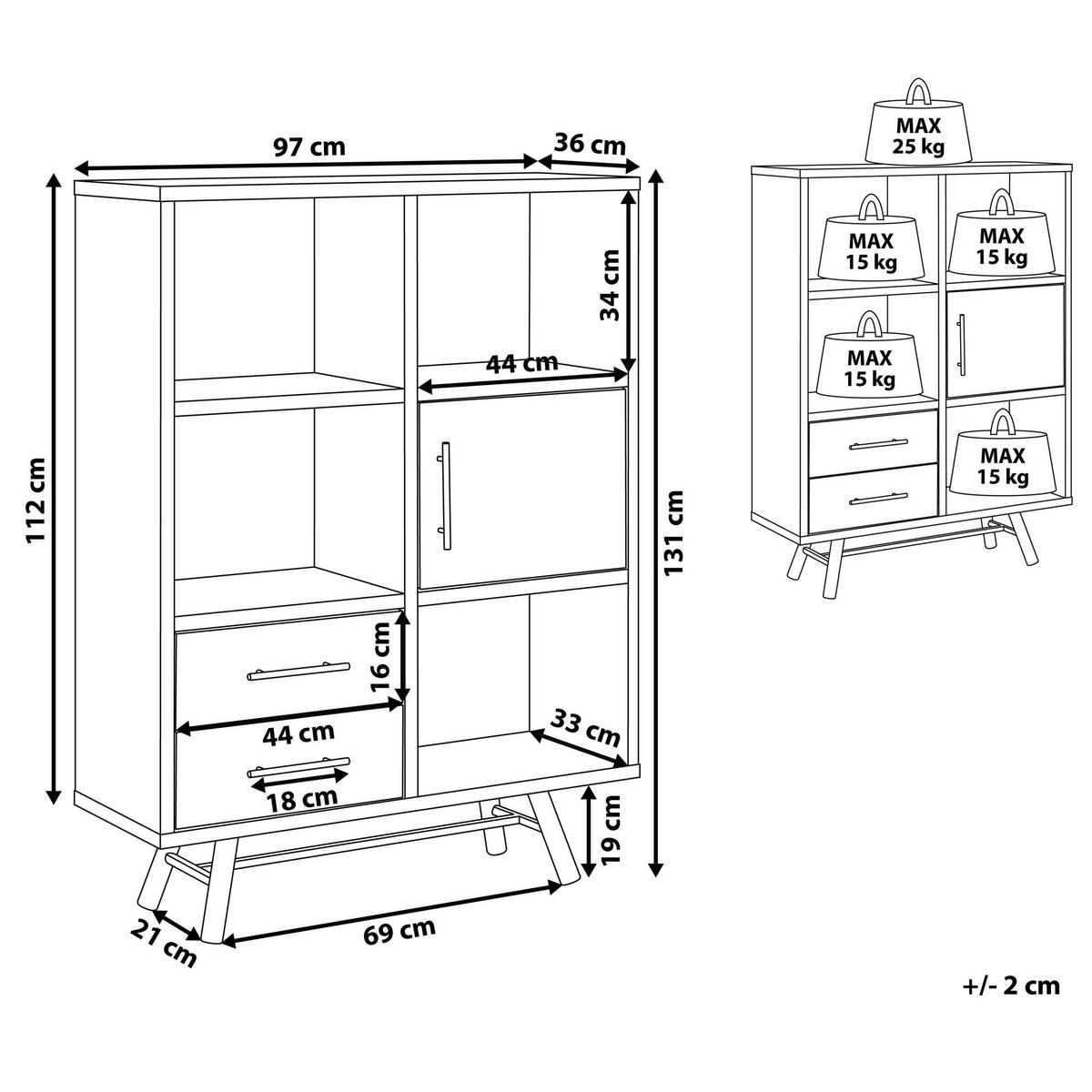 REGAL 4 Fächer Atlanta - Hellbraun, Holzwerkstoff (97/131/36cm) - Beliani
