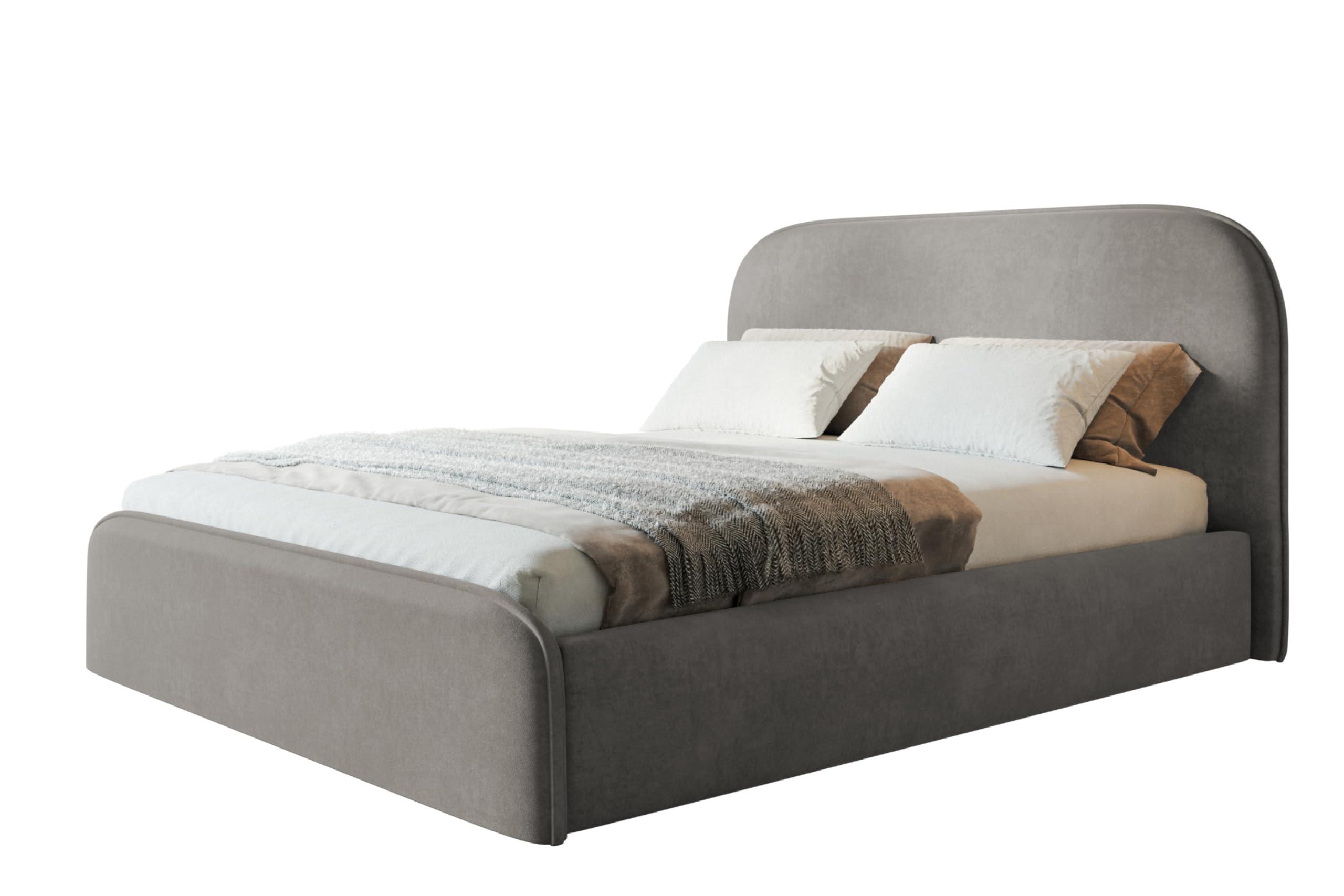 BETT 160x200 - Polsterbett mit Bettkasten und Holzrahmen - Modern Betten - Weicher Jasminstoff - Kollektion Vienna - Grau - Grau, Holz/Textil (160/200cm) - Alpi-Möbel