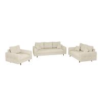 SITZGARNITUR 3+2+1 Sigurd Beige Chenille - Beige/Schwarz, Holz/Textil (210/81/93cm) - S-Style Möbel