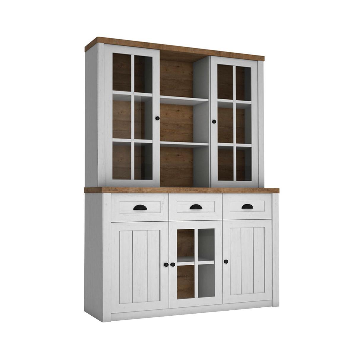 GESCHIRRSCHRANK Léandre Weiß und Holz - Weiß, Holzwerkstoff (130.2/198.1/43.3cm) - Petits-meubles