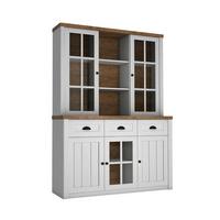 GESCHIRRSCHRANK Léandre Weiß und Holz - Weiß, Holzwerkstoff (130.2/198.1/43.3cm) - Petits-meubles