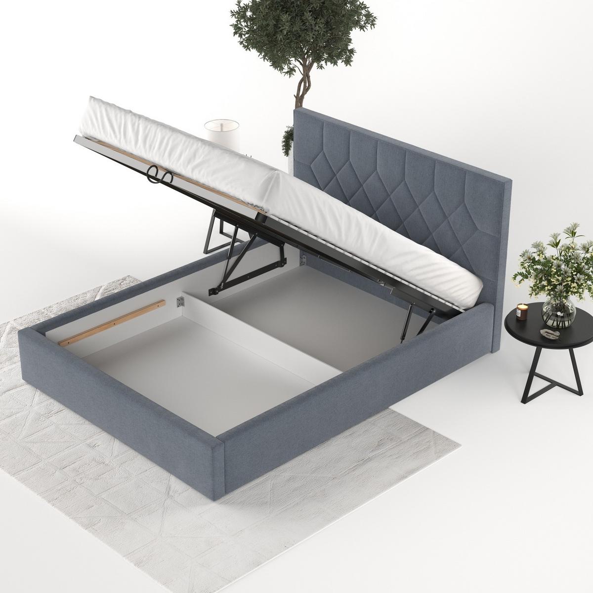 POLSTERBETT Brisa 140/200 cm Blau im Asti Stoff - Blau/Schwarz, Holz/Holzwerkstoff (140/200cm) - AltaBeds