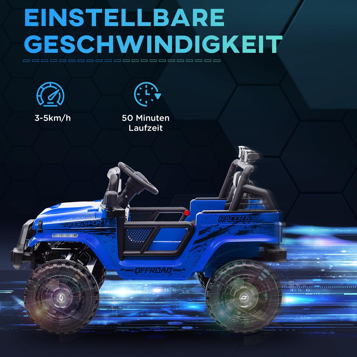 ELEKTRO Kinderauto - Blau, Metall (109/67/68.5cm) - AIYAPLAY