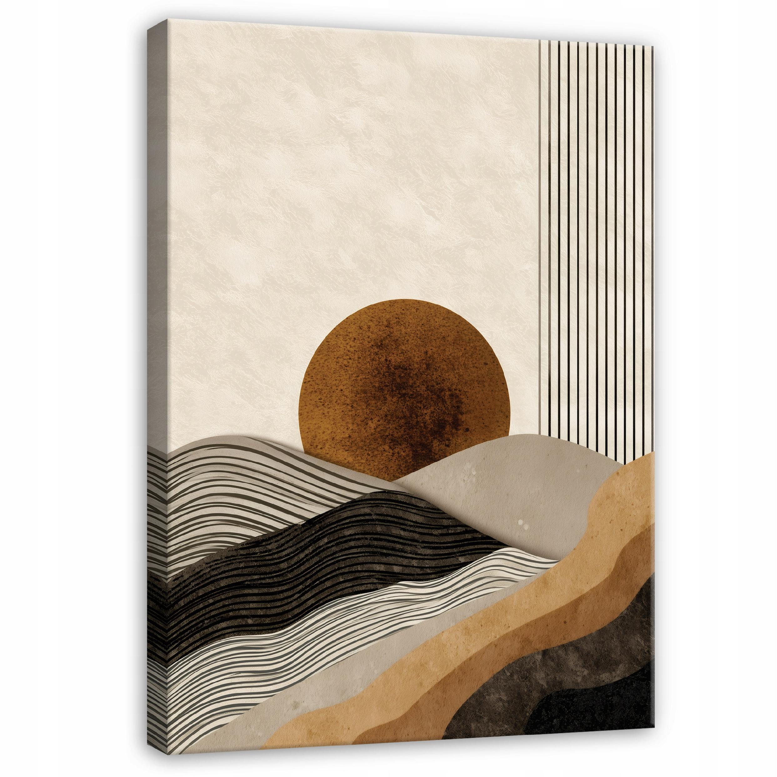 LEINWANDBILD Abstrakt Art Deco Beige 80x120 cm - Multicolor, Holzwerkstoff (80/120cm) - Wallarena
