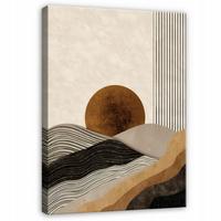 LEINWANDBILD Abstrakt Art Deco Beige 80x120 cm - Multicolor, Holzwerkstoff (80/120cm) - Wallarena