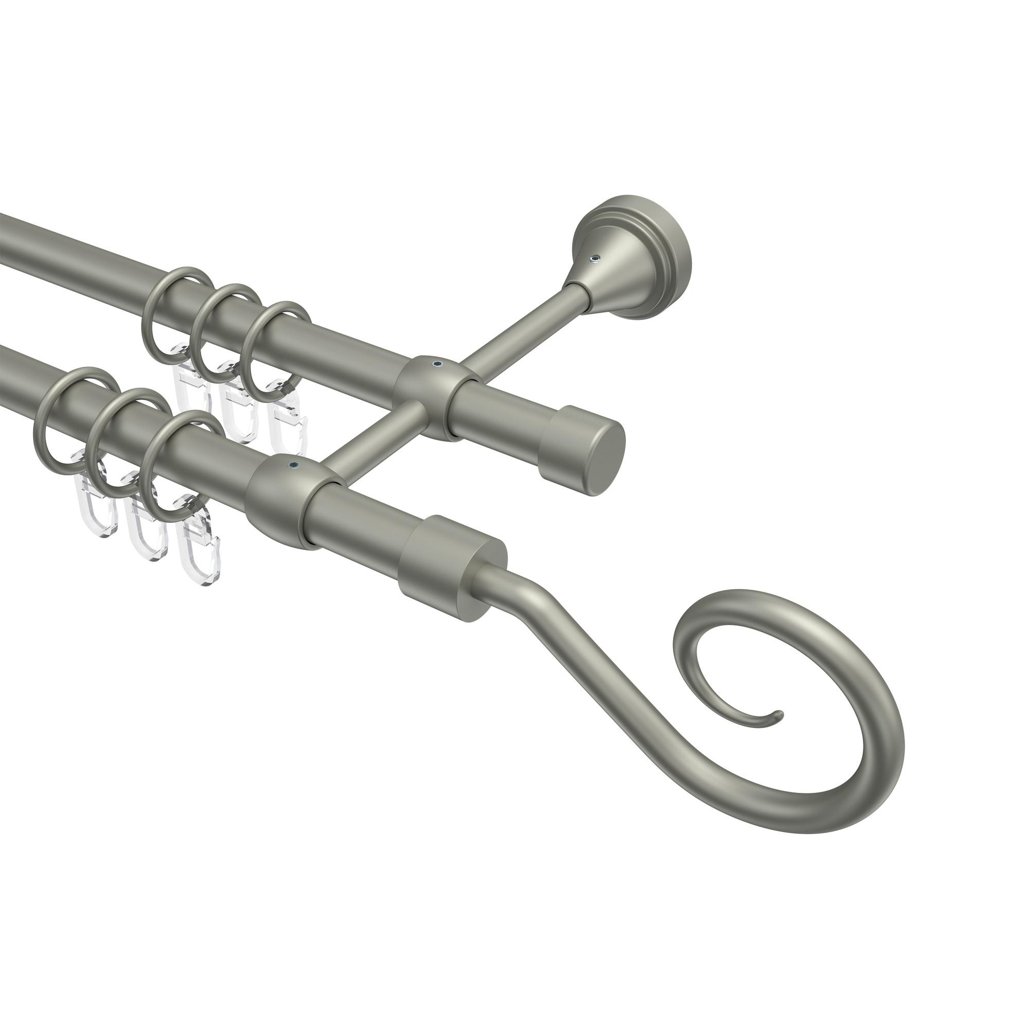 GARDINENSTANGE Primus Allegra 320 cm (geteilt in 2 x 160 cm), 2-läufig, 16 mm Ø Chrom matt - Chromfarben/Nickelfarben, Metall (320cm) - INTERDECO
