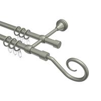 GARDINENSTANGE Primus Allegra 100 cm, 2-läufig, 16 mm Ø Chrom matt - Chromfarben/Nickelfarben, Metall (100cm) - INTERDECO