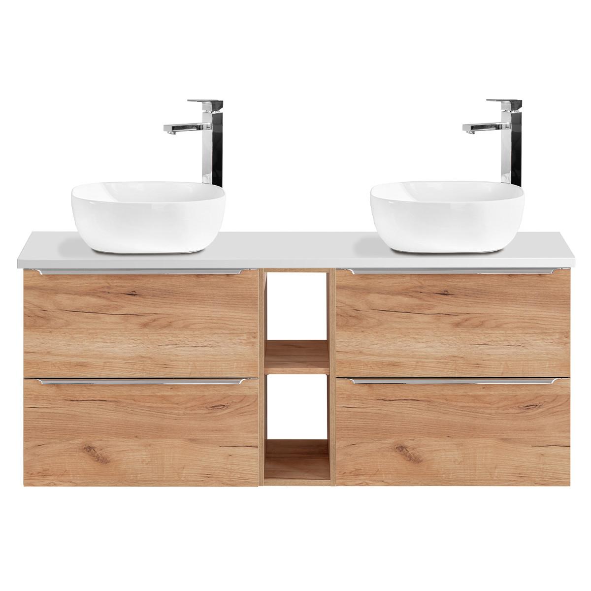 DOPPELWASCHTISCH 140.4cm April Holz - Braun, Holzwerkstoff (140.4/59/46cm) - Petits-meubles
