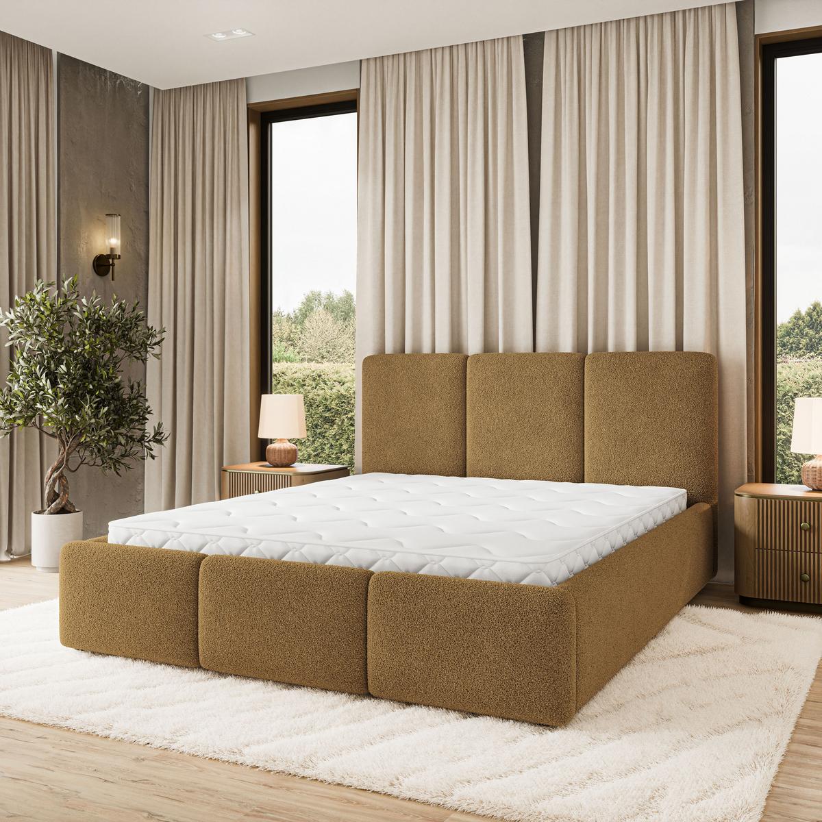 POLSTERBETT MORENA Q 200x200 cm mit Bettkästen - Orange - Orange, Holz (200/200cm) - MASSENO