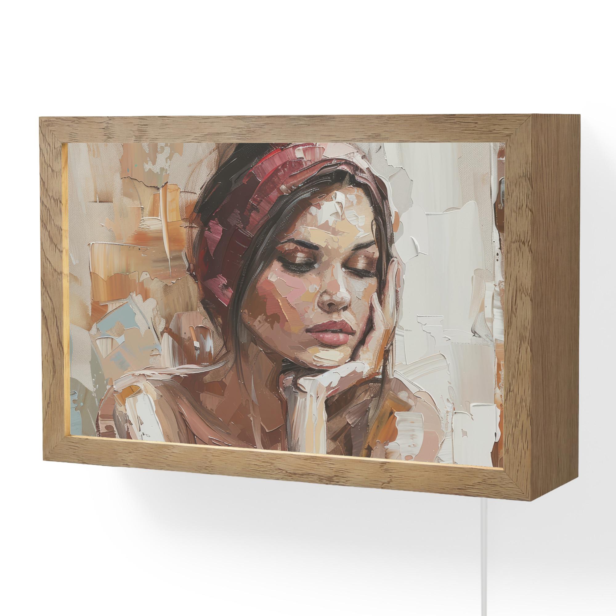 WANDLEUCHTE Frau - Lackierung - Porträt - Modern LED 30x20 cm - Braun, Holzwerkstoff (30/20/8cm) - OnlyWow