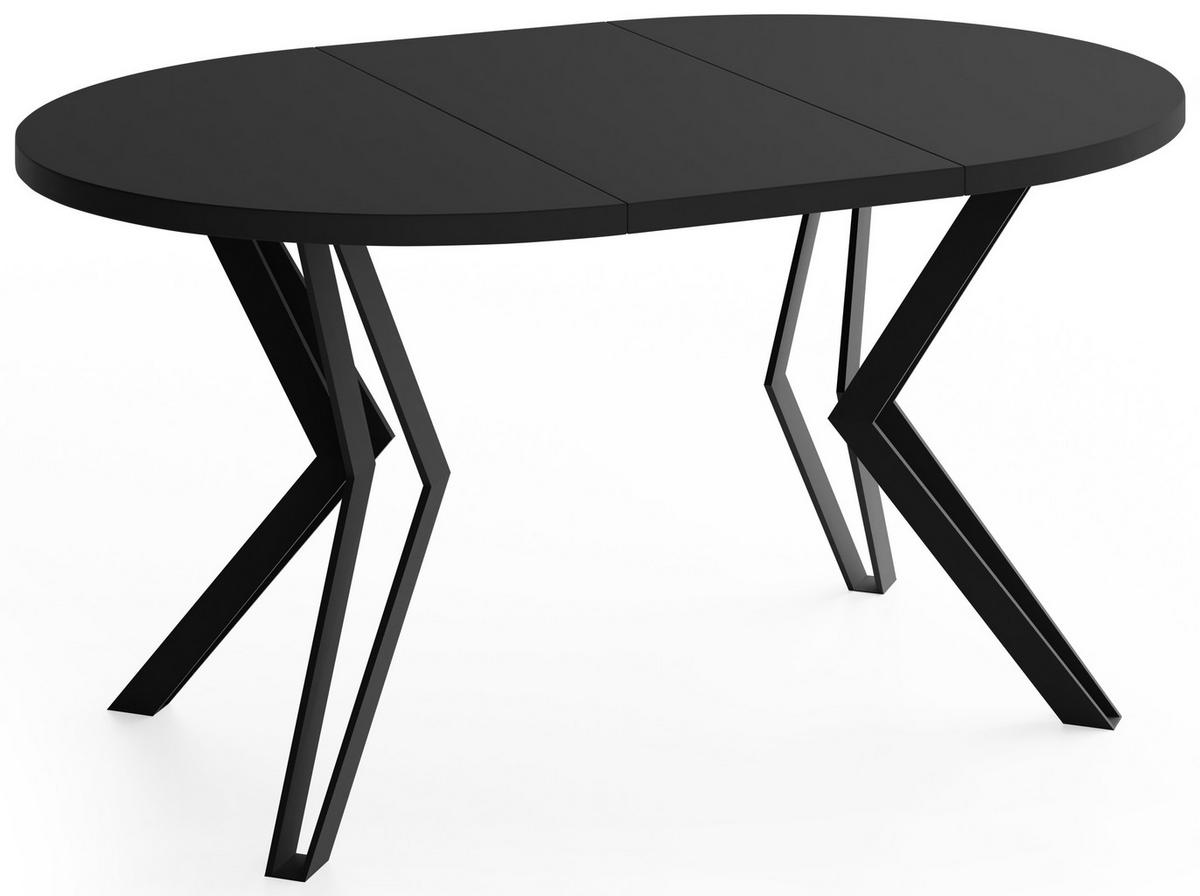 ESSTISCH Revena runder ausziehbarer, Schwarz 100-180/100/76 cm - Schwarz, Holzwerkstoff/Metall (100/180/76cm) - WFL GROUP