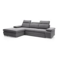 ECKSOFA PABLO mit Schlaffunktion und Bettkasten Grau - Grau, Holzwerkstoff/Kunststoff (250/90cm) - Idohome