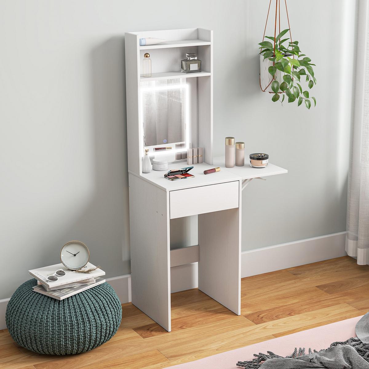 SCHMINKTISCH Spanplatte MDF Weiß - Weiß, Holzwerkstoff (45/152/45cm) - HOMCOM