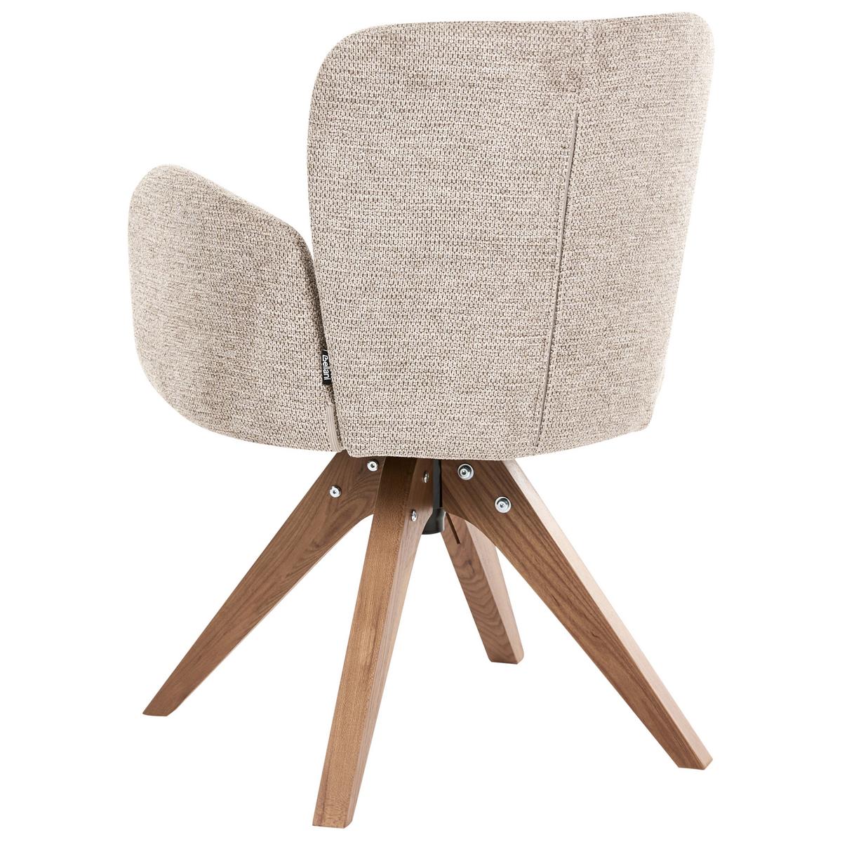 ESSZIMMERSTUHL 2er Set drehbar Stoff Taupe Jean - Taupe, Holz/Textil (64/82/70cm) - Beliani