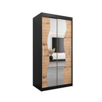 SCHWEBETÜRENSCHRANK 200/100/62 2-türig - Silberfarben/Schwarz, Holz/Kunststoff (100/200/62cm) - MÖBEL KRYSPOL