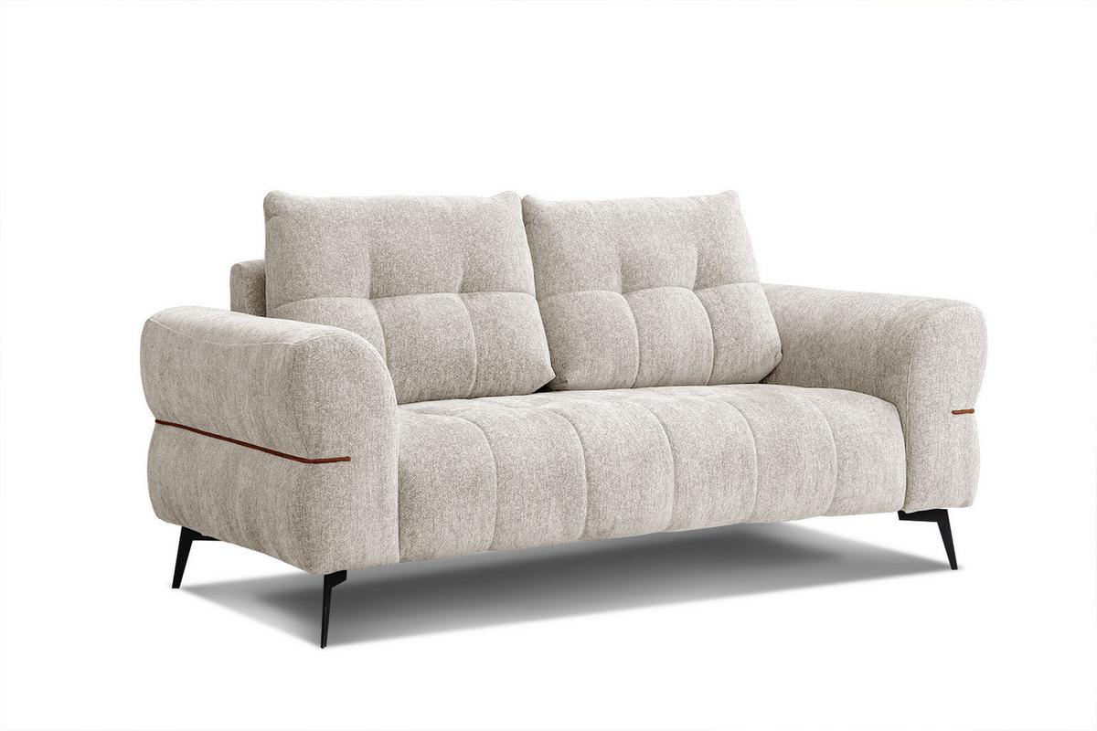 SOFA SALVINI 2,5-Sitzer, ecru - Ecru/Schwarz, Holzwerkstoff/Textil (176/88/99cm) - Wozimo