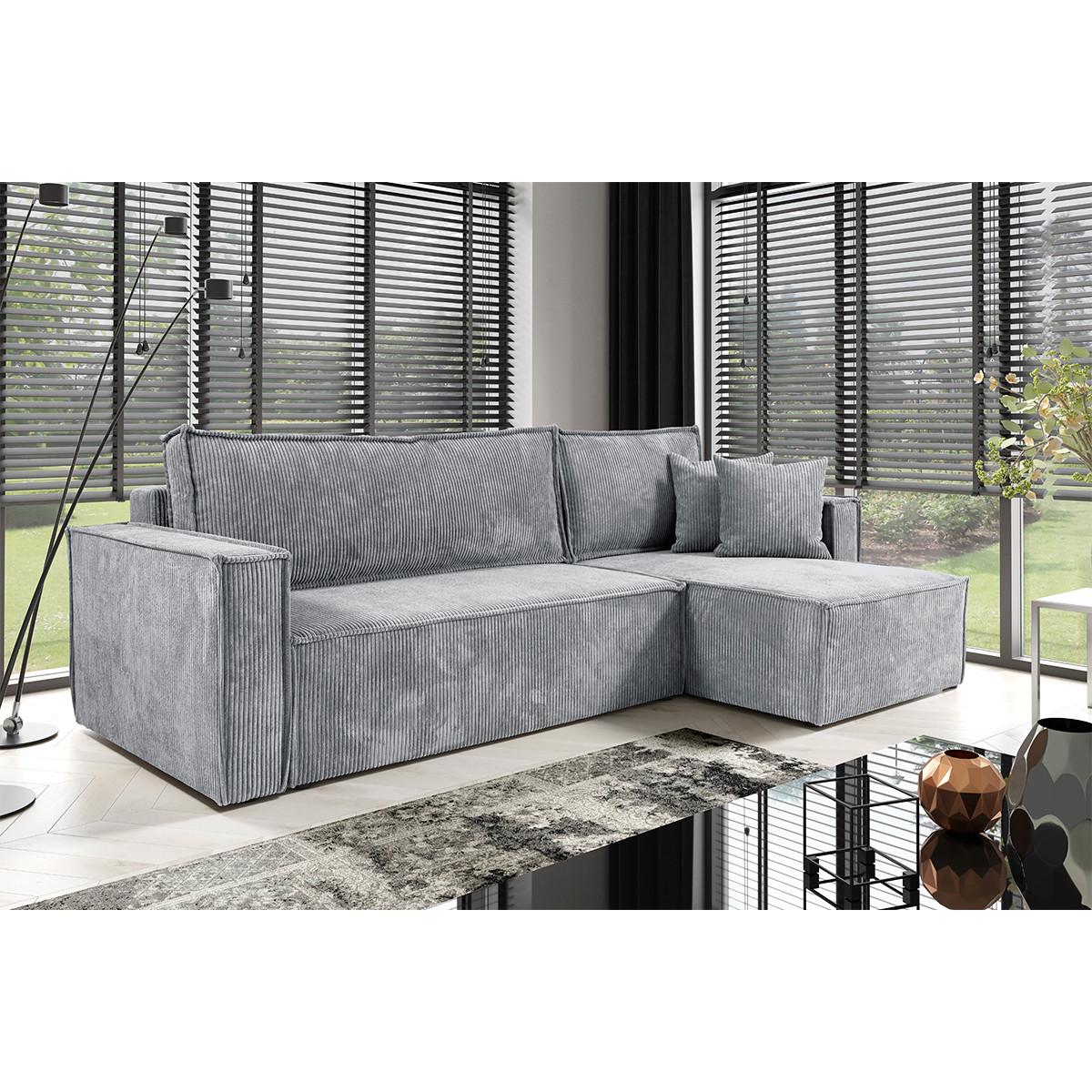 ECKSOFA Ezekiel 3 Sitzplätze Hellgrau - Grau, Holz (236/145cm) - Petits-meubles