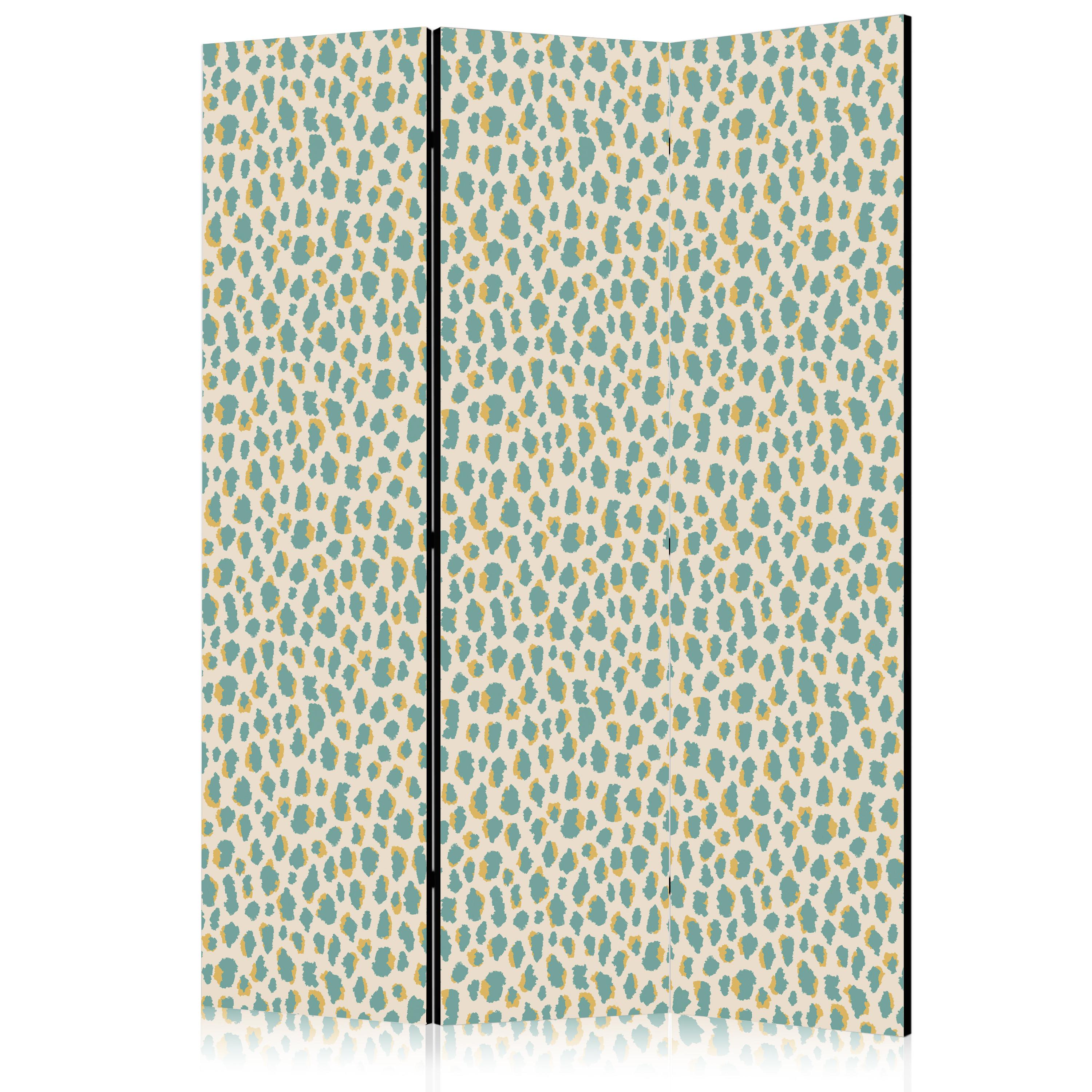 PARAVENT Einseitig Bedruckter 3-tlg 135x172 cm T rkise Punkte - Multicolor, Holz/Textil (135/172/3cm) - Muralo