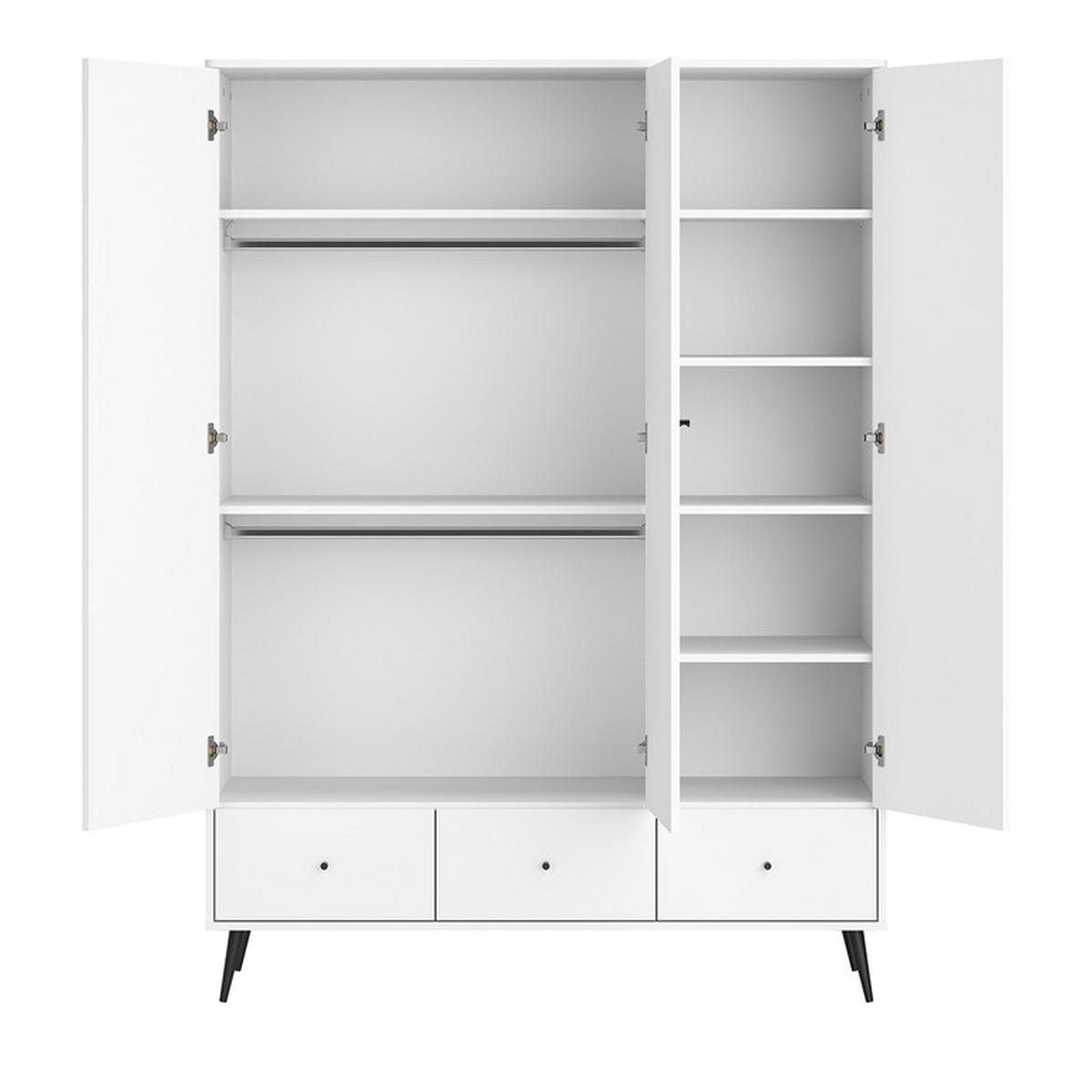 SCHRANK 3 Türen Blanca Weiß - Weiß, Holzwerkstoff (133.2/185/50cm) - Petits-meubles