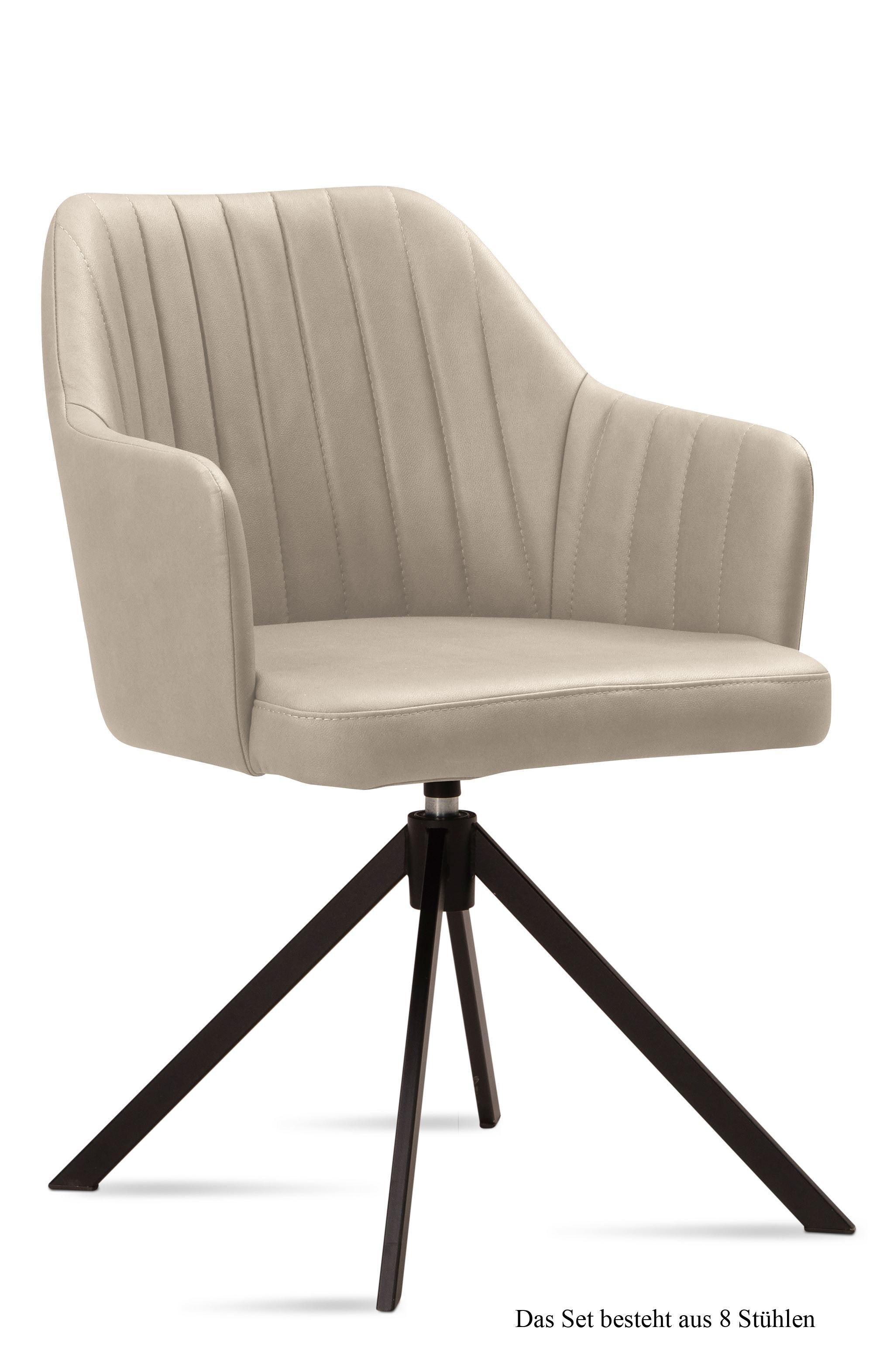 ARMLEHNSTUHL drehbar (8er-Set) Dennie 58x81x60 Schwarz/Natur - Schwarz/Naturfarben, Kunststoff (60/81/58cm) - 58aufmkessel