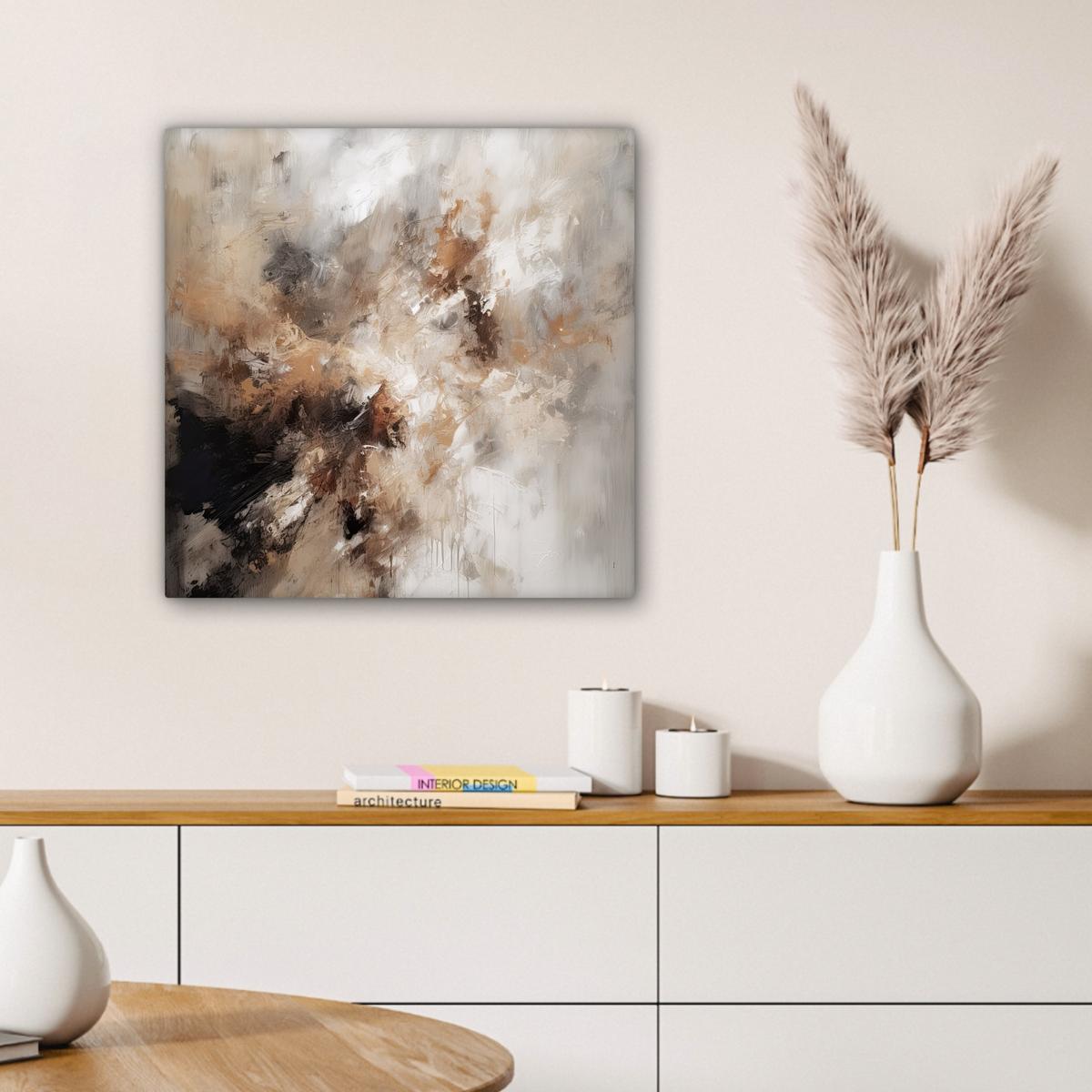 LEINWANDBILD Farbe - Abstrakt - Beige - Kunst Wandbild Wohnzimmer 50x50 cm - Greige, Textil (50/50cm) - MuchoWow