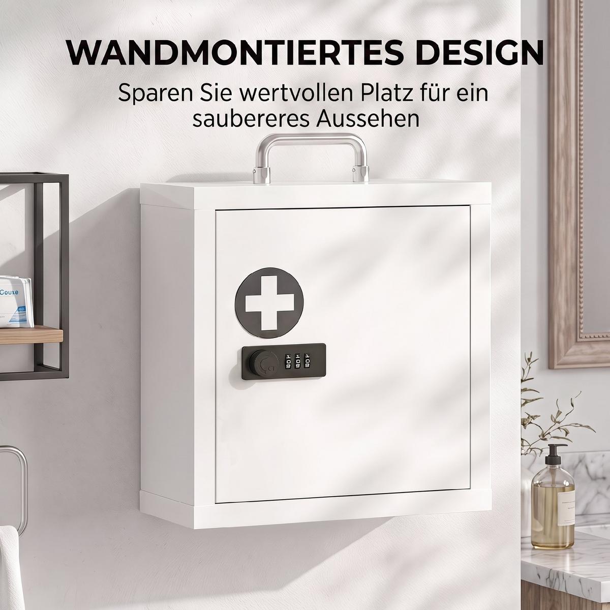 MEDIZINSCHRANK Edelstahl Weiß - Chromfarben/Weiß, Metall (14/30/30cm) - HOMCOM