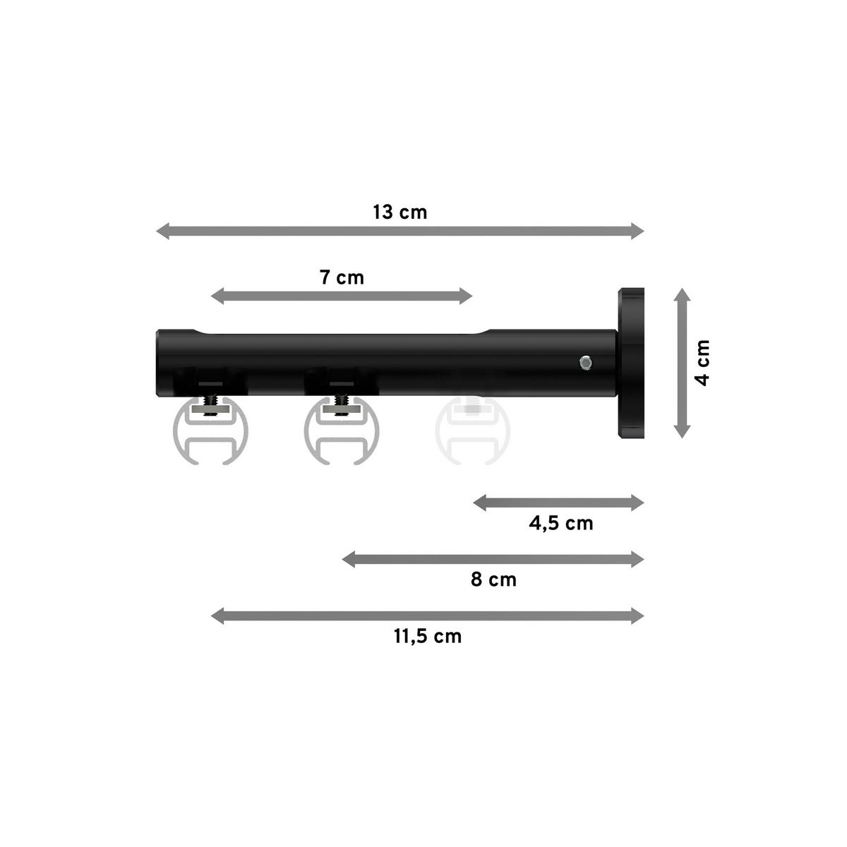 GARDINENSTANGE INNENLAUF Siteno Elanto 280 cm (geteilt in 2 x 140 cm), 2-läufig, 20 mm Ø Schwarz - Schwarz, Metall (280cm) - INTERDECO
