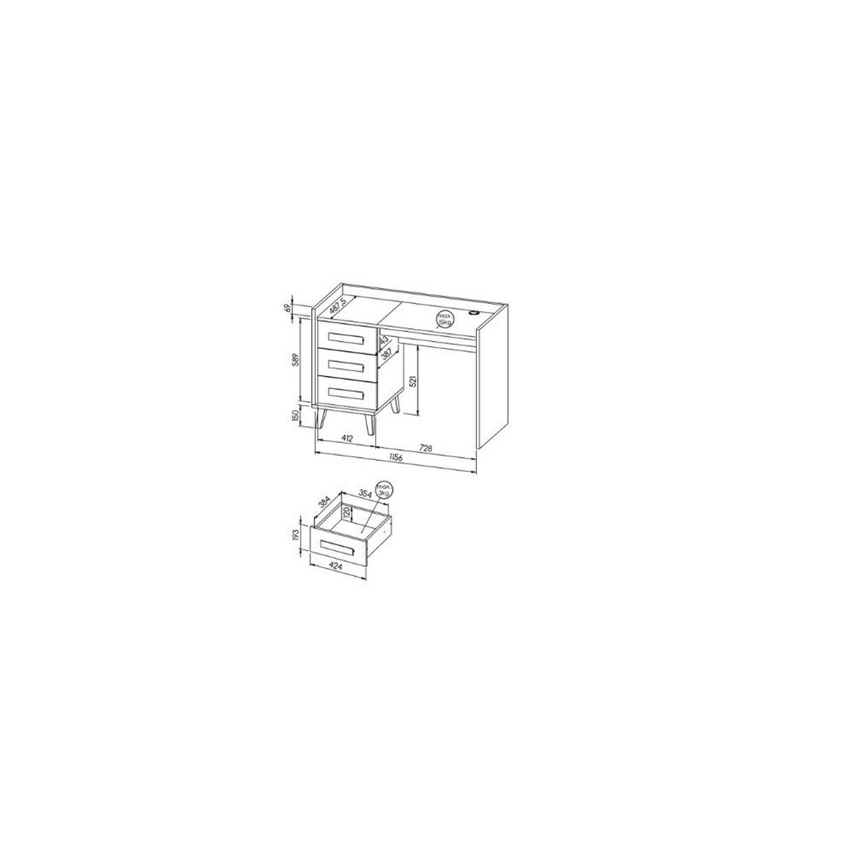 SCHREIBTISCH FIABA 120x55x85,2 cm Bürotisch Computertisch, Anthrazit - Anthrazit, Holzwerkstoff (55/120/85.2cm) - MASSENO
