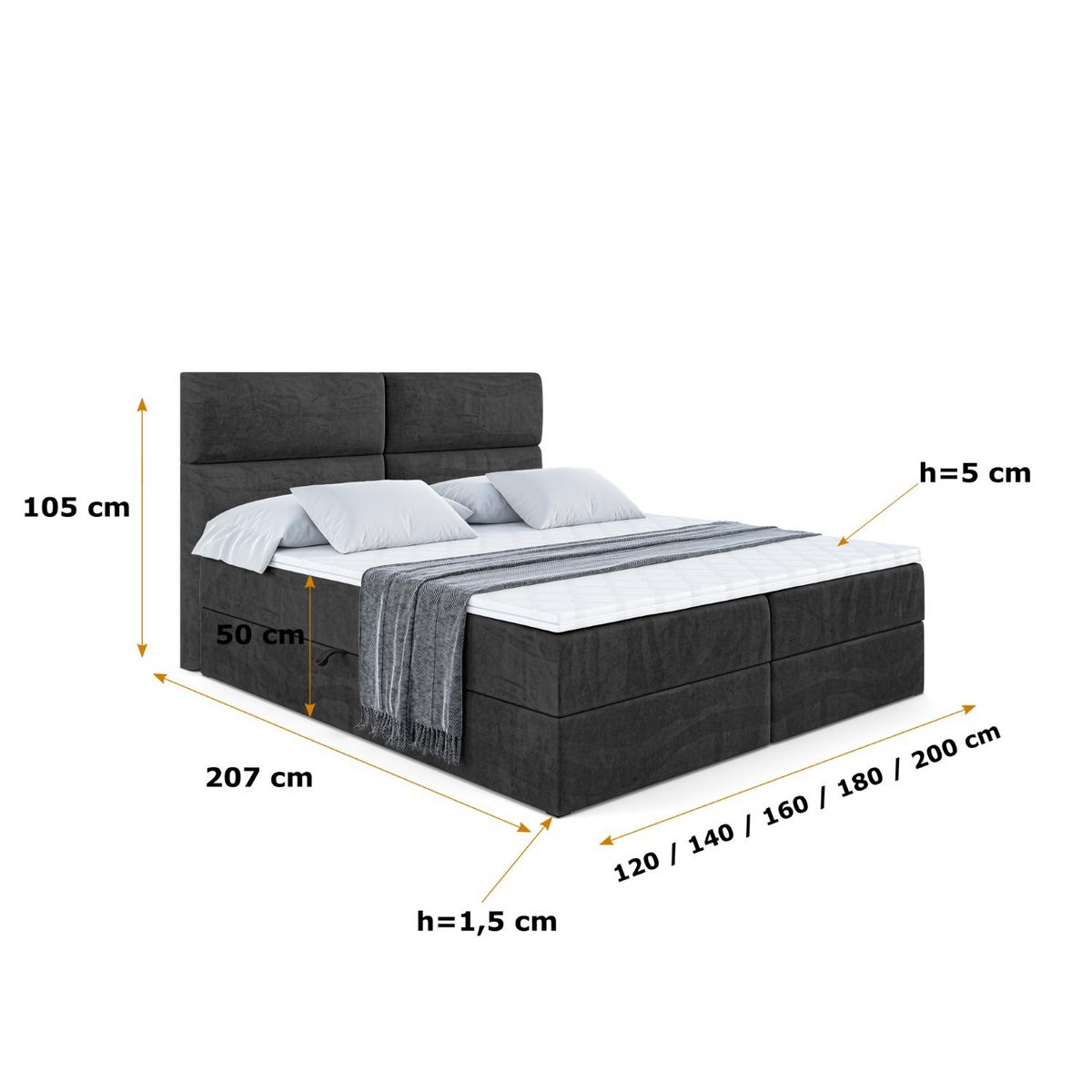 BOXBETT mit Matratze H4 und Lattenrost - BOXI3 - 140x200 cm - H4 - Schwarz - Schwarz, Holzwerkstoff (140/200cm) - ALTDECOR