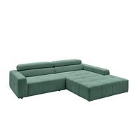 ECKSOFA RENO Smaragdgrün Cord - Smaragdgrün/Schwarz, Kunststoff/Textil (258/217cm) - KAWOLA