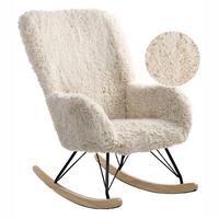 SCHAUKELSESSEL Webpelz Hellbeige Akra - Hellbraun, Textil (66/104/98cm) - Beliani
