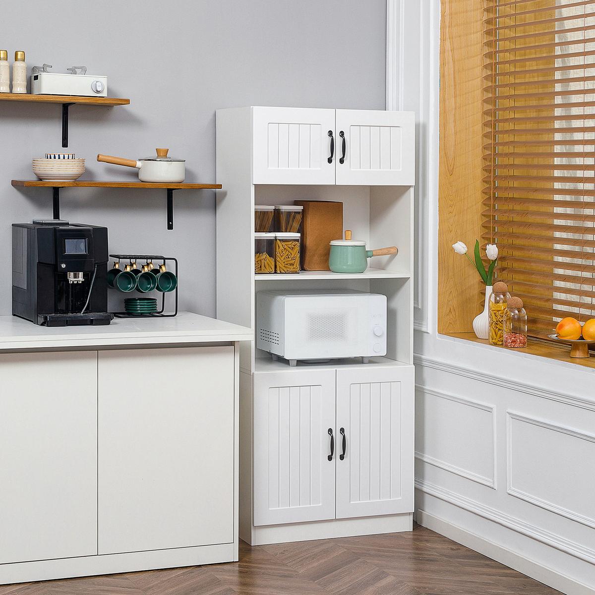 AUFBEWAHRUNGSSCHRANK, Spanplatte, Weiß, 70L x 40B x 170H cm - Weiß, Holzwerkstoff (40/170/70cm) - HOMCOM