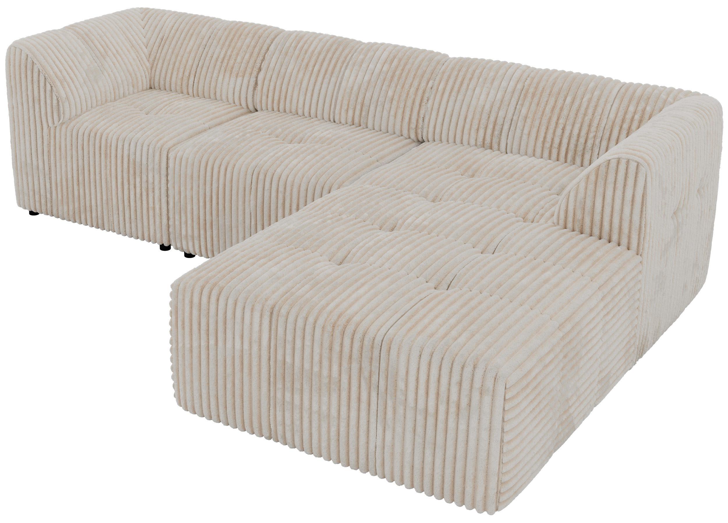 ECKSOFA VORITA L 3M - Beige Cord - Rechts Seite - Beige/Creme, Kunststoff/Textil (176/267cm) - MKS