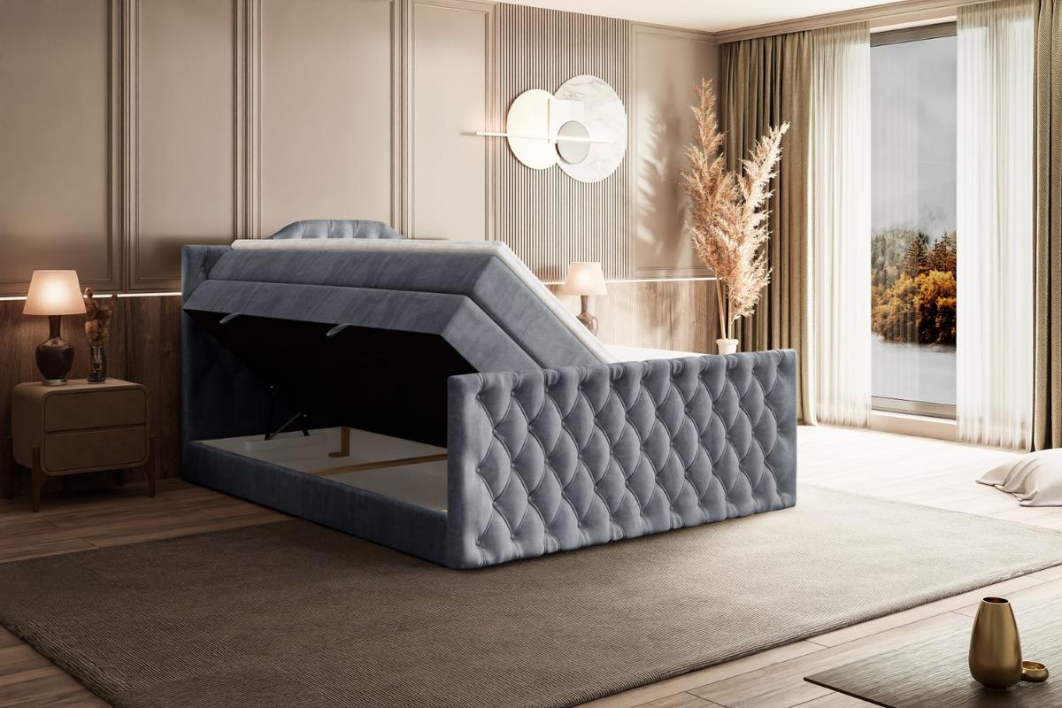 BOXSPRINGBETT VILA-1-Z KING - 140x200 - H3/H4 - Grau - Grau, Holzwerkstoff (140/200cm) - ALTDECOR