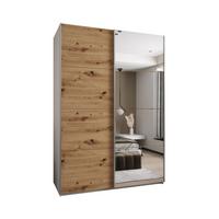 SCHWEBETÜRENSCHRANK 245,5/180/64 2-türig - Silberfarben/Eiche Artisan, Holz/Metall (180/245/64cm) - Abiks Möbel