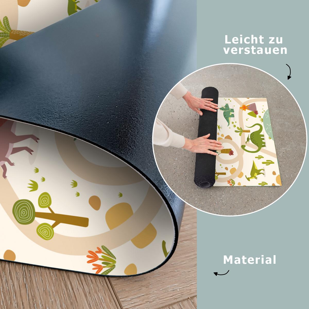 KINDERTEPPICH Dino - Grün - Natur - Kinder - Design Kinderzimmer 90x135 cm - Beige, Kunststoff (90/0.3cm) - OnlyWow