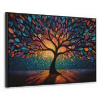 LEINWAND Bilder mit Rahmen - Mosaik - Bunt - Baum - Äste - 120x80 - Multicolor, Textil (120/80cm) - MuchoWow
