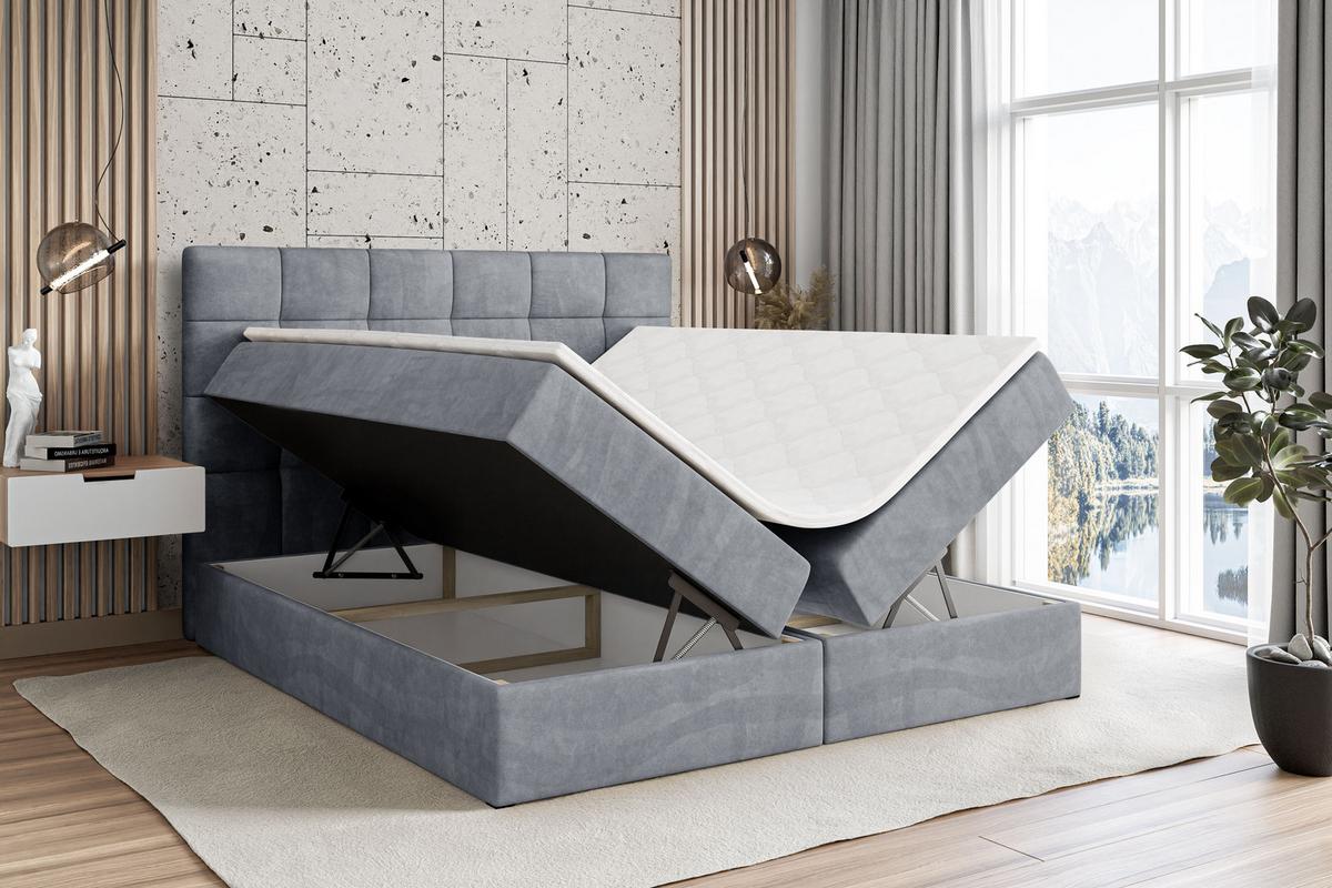 BOXBETT mit H4-Matratze und Lattenrost - BRUGO - 180x200 Grau - Grau, Holzwerkstoff (180/200cm) - ALTDECOR