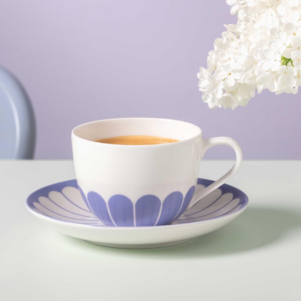 KAFFEETASSEN MIT UNTERTASSEN Fleur Couleur Bleu 160 ml 6er Set - Blau, Keramik (14.8/8.9/14.8cm) - Villeroy & Boch
