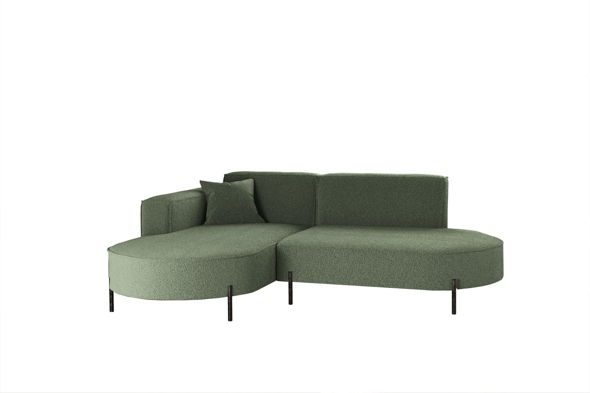 ECKSOFA Valencia Xs - Grün, Holzwerkstoff/Textil (236/165cm) - Fun Möbel