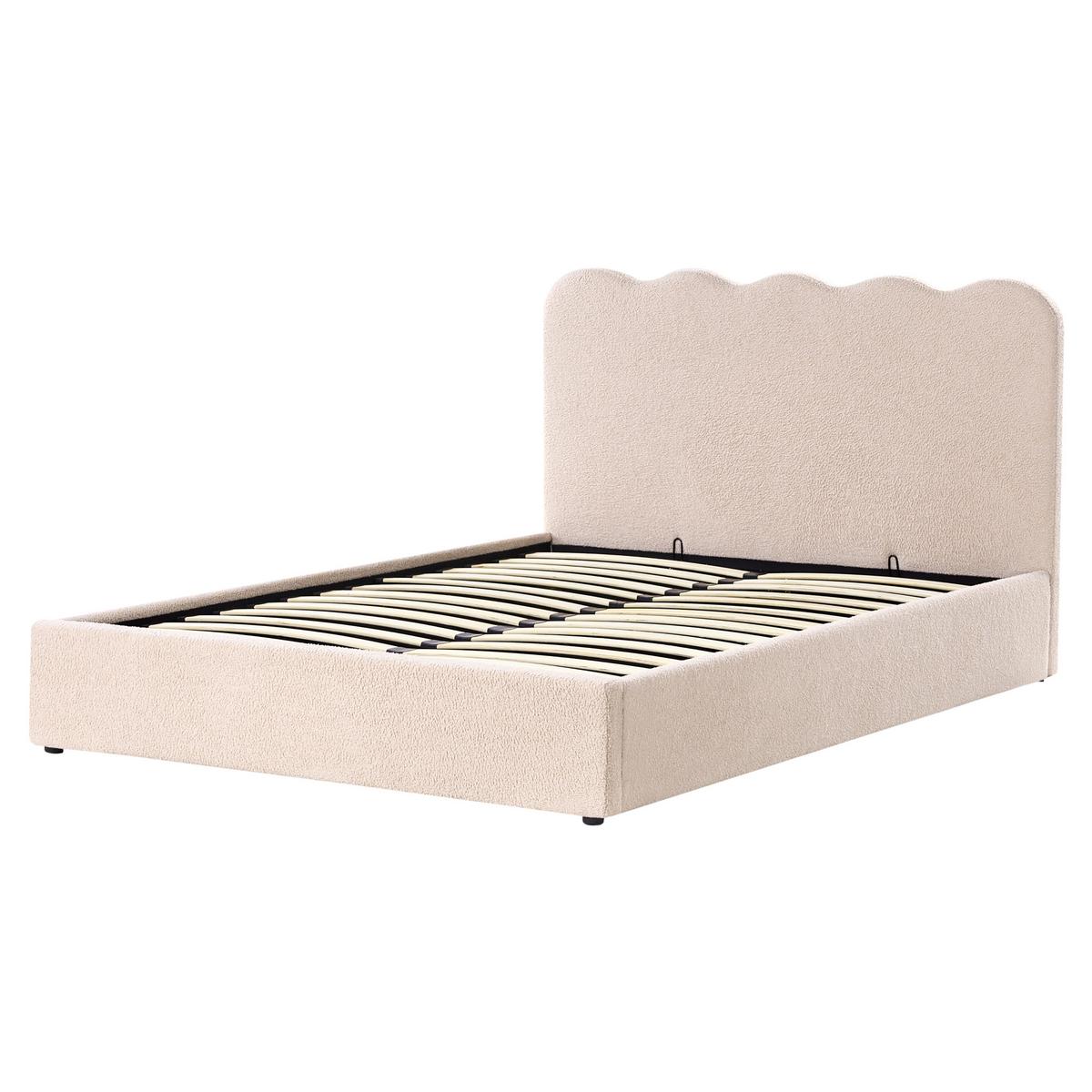 BETT mit Stauraum 160/200 Bouclé Beige Nanterre - Beige, Textil (160/200cm) - Beliani