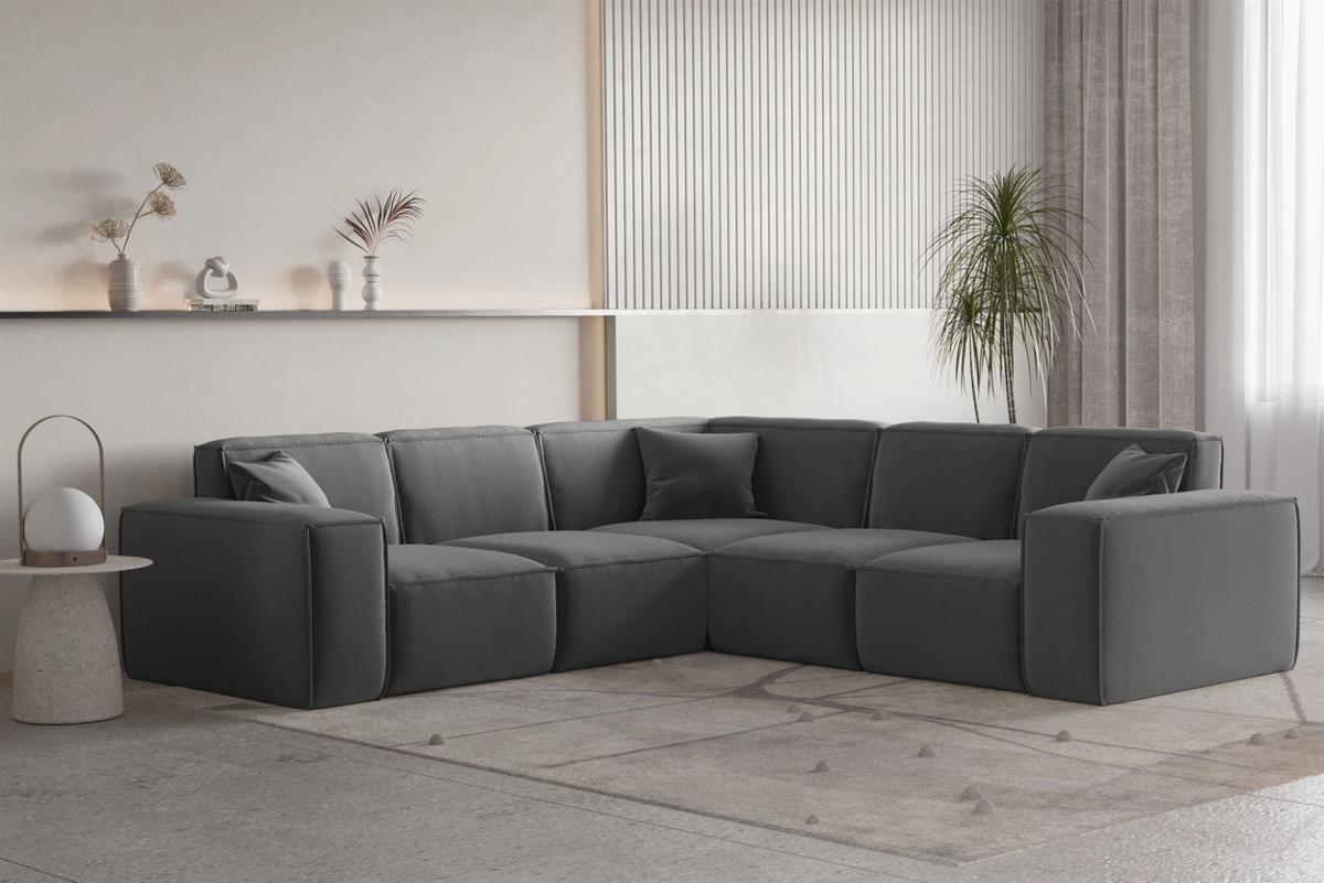 ECKSOFA Univ Celes Premium Opera Velvet - Dunkelgrau, Holzwerkstoff/Textil (246/246cm) - Fun Möbel