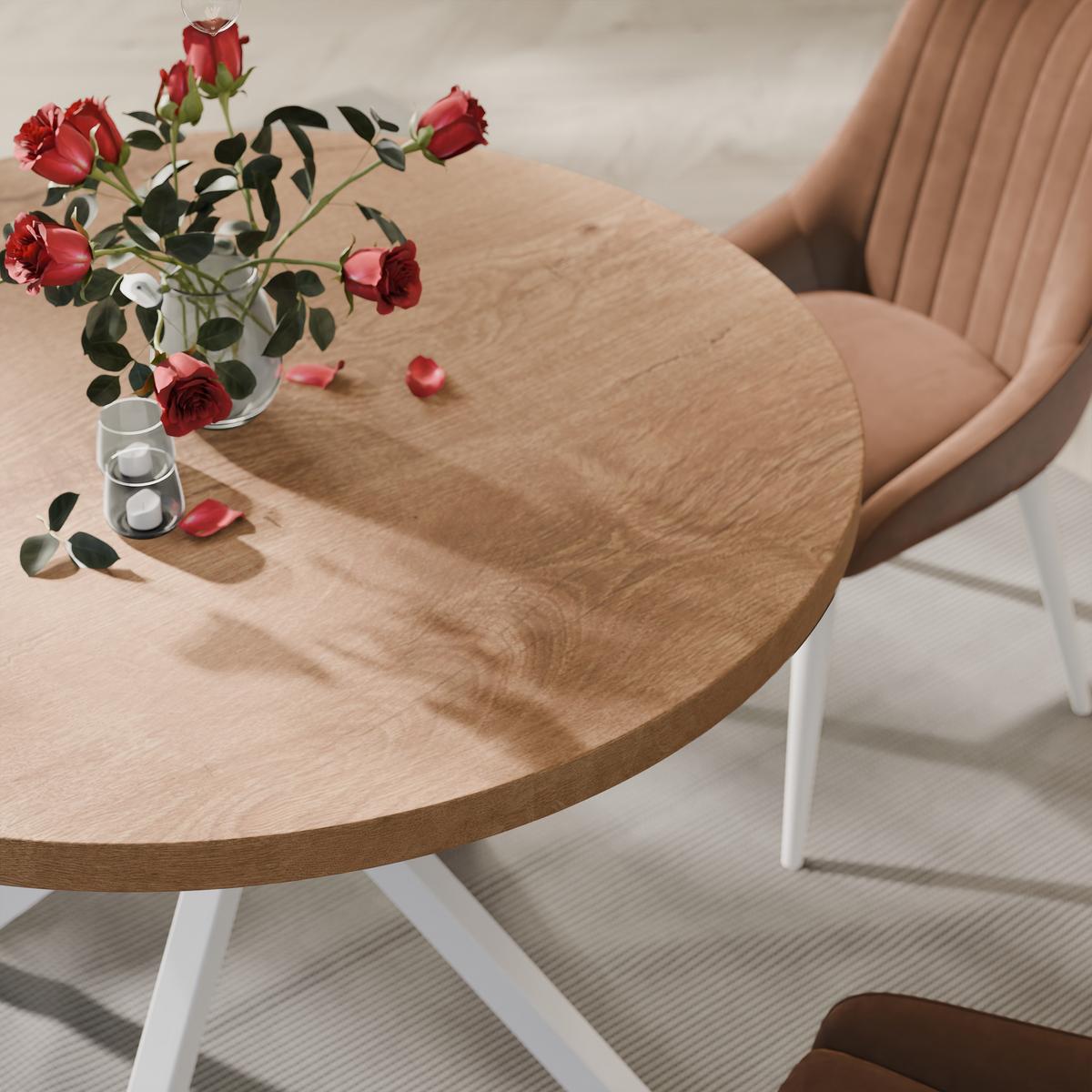AUSZIEHTISCH MILTON 120-196/76 cm mit Metallgestell, Weiß / Lefkas-Eiche - Eiche San Remo/Weiß, Holzwerkstoff/Metall (120/120/76cm) - Idohome