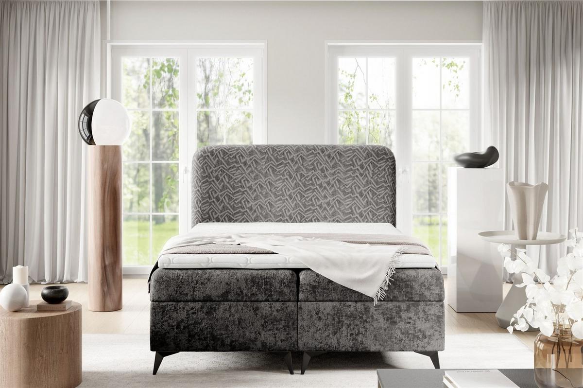 BOXBETT Triana - Grau, Holzwerkstoff/Textil (180/200cm) - Fun Möbel