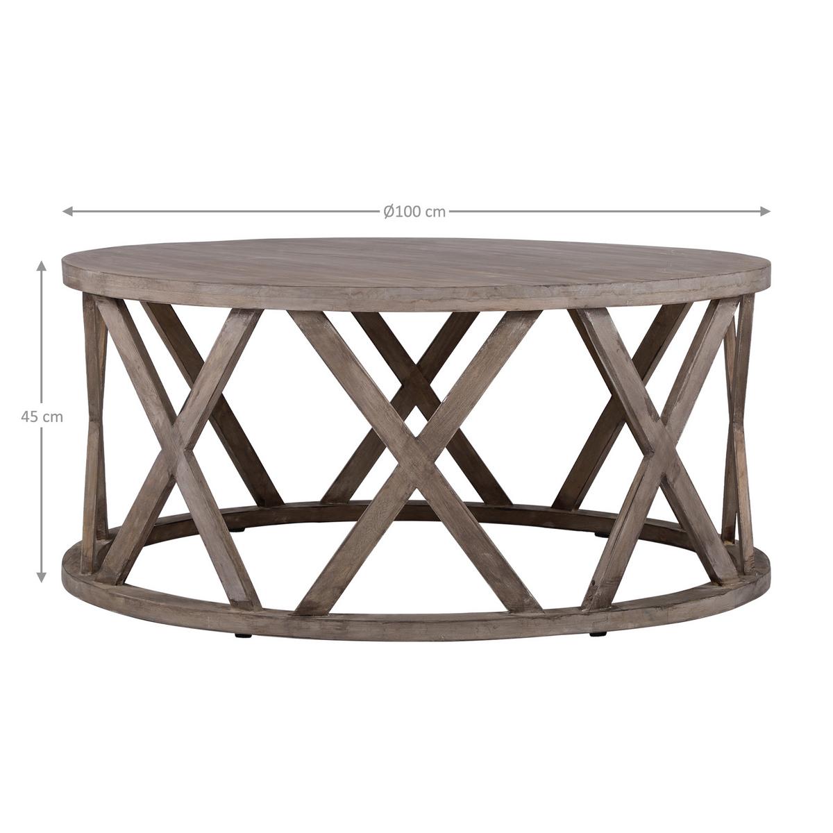 COUCHTISCH Ø100x45 cm rund Natur handgefertigt aus Mangoholz - Braun, Holz (100/100/45cm) - WOMO-DESIGN