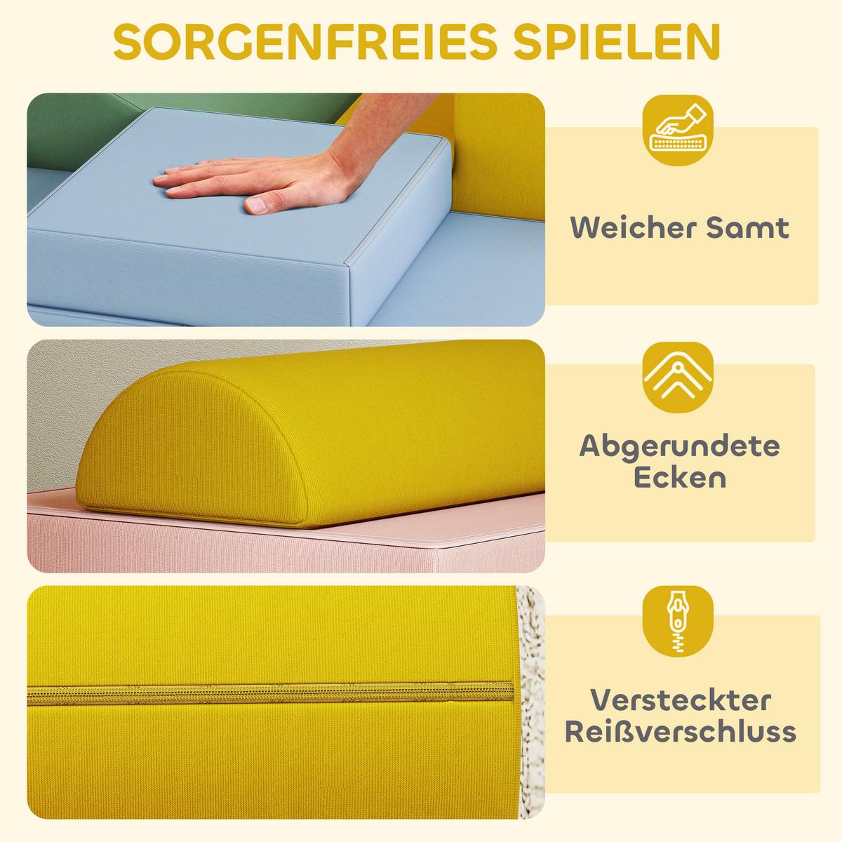 SCHAUMSTOFF Bausteine 12-tlg. Kinder Bausteinset mit Cord-Optik Bunt - Multicolor, Textil (40/160cm) - AIYAPLAY