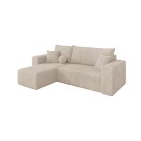 ECKSOFA mit Schlaffunktion Ottomane Links SENO-L 249x139x85 Beige Cord - Beige/Schwarz, Holzwerkstoff/Kunststoff (249/139cm) - ALTDECOR