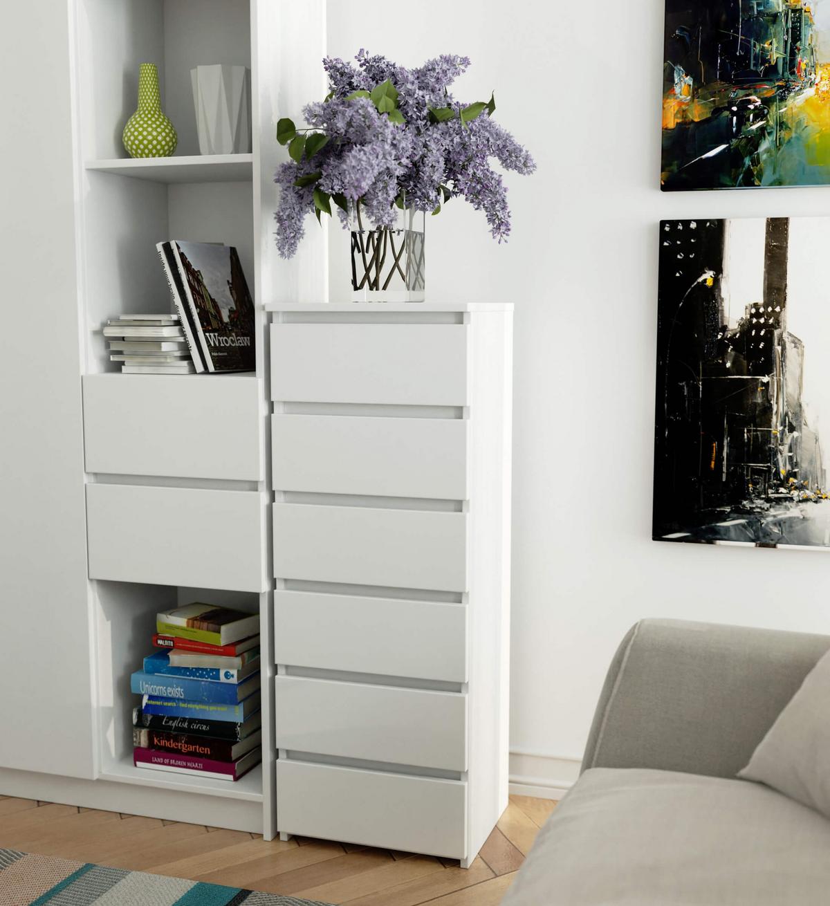 KOMMODE Weiß 109/40/35 - Weiß, Holzwerkstoff (40/109/35cm) - RAUMHIRSCH FURNITURE