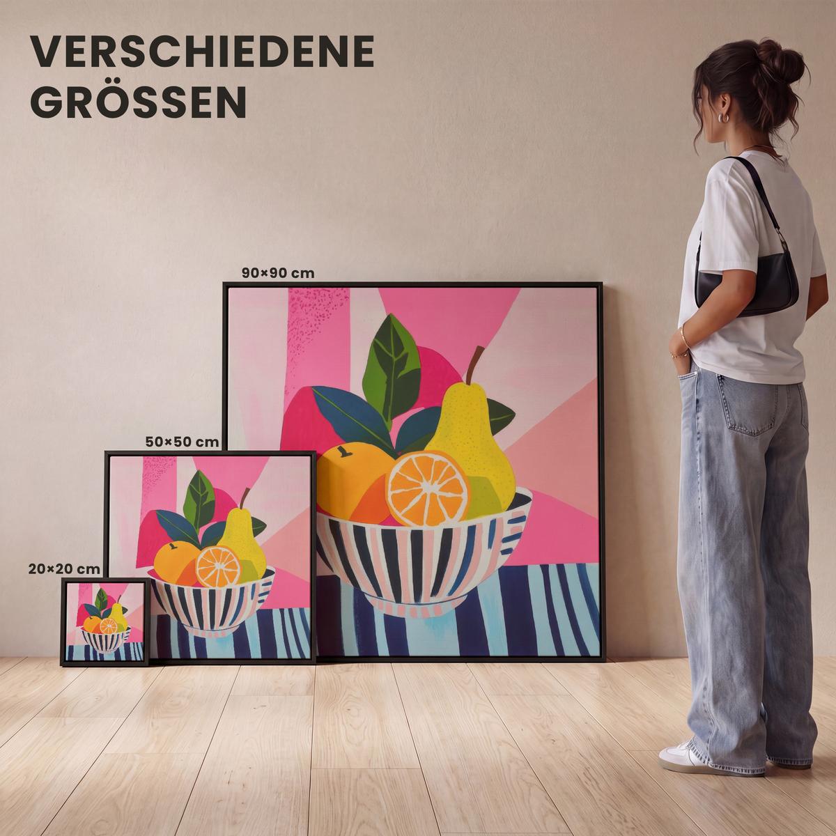 LEINWAND Bilder mit Rahmen - Obst - Abstrakter Hintergrund - Rosa - 20x20 - Pink, Textil (20/20cm) - MuchoWow