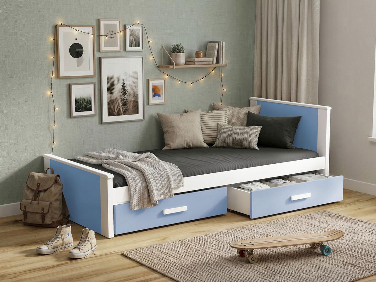 JUGENDBETT Aldo - Blau/Weiß, Holz (90/200cm) - MIRJAN24